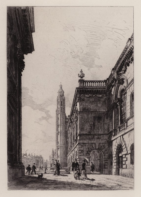 Cambridge: Das Senate House und die Universitätsbibliothek (Radierung) von Alfred Louis Brunet Debaines