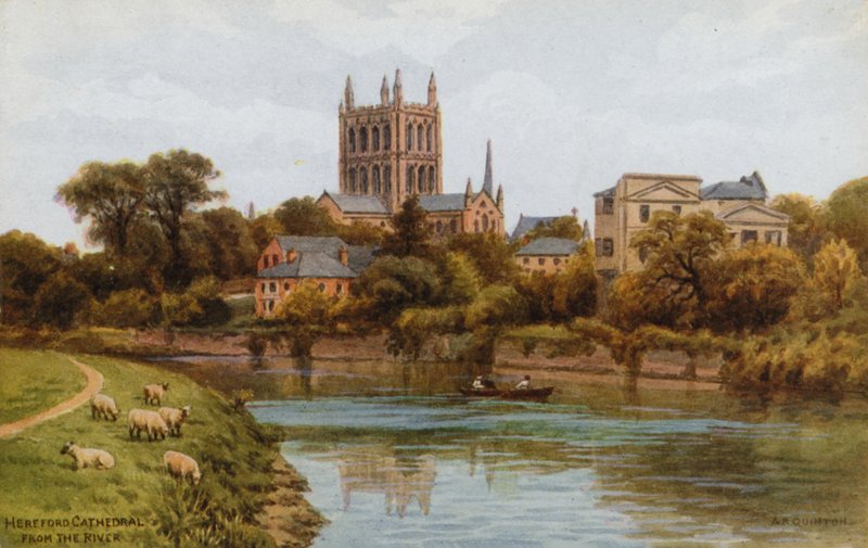 Hereford-Kathedrale vom Fluss aus von Alfred Robert Quinton