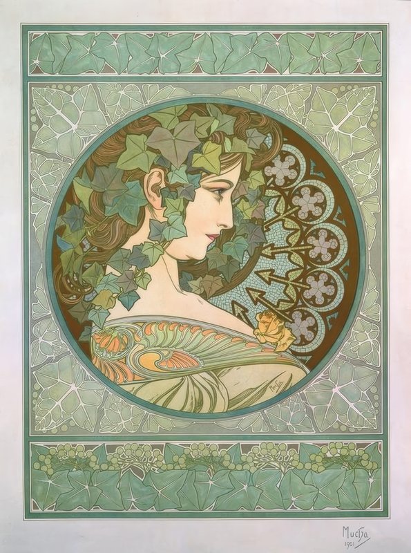 Efeu von Alphonse Mucha: Hochwertigste Kunstreproduktion