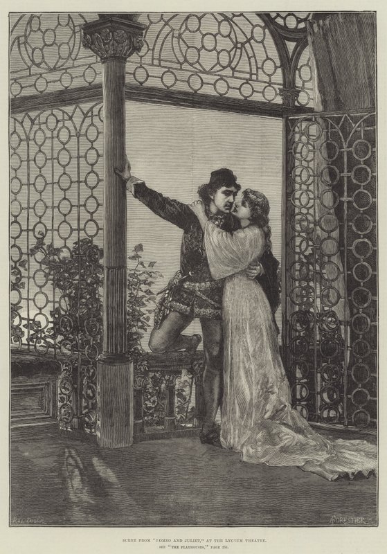 Szene aus Romeo und Julia, im Lyceum-Theater von Amedee Forestier