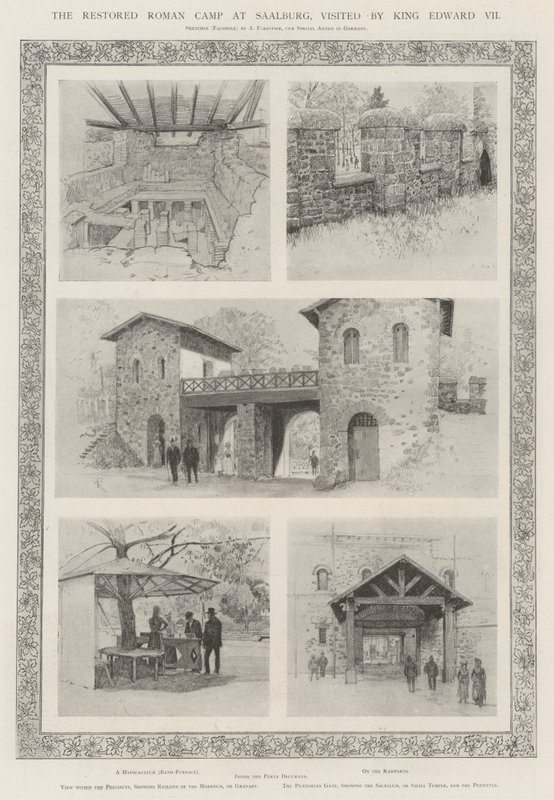 Das restaurierte römische Lager in Saalburg, besucht von König Edward VII. von Amedee Forestier