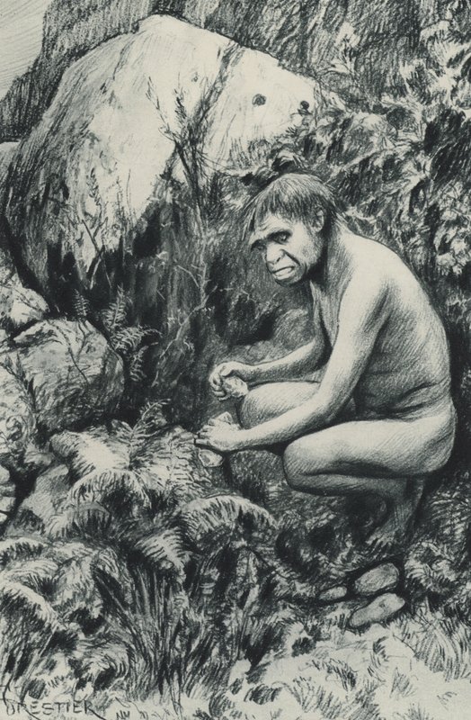 Der alte Bewohner des alten Plateaus, vielleicht vor zehntausend Jahrhunderten von Amedee Forestier