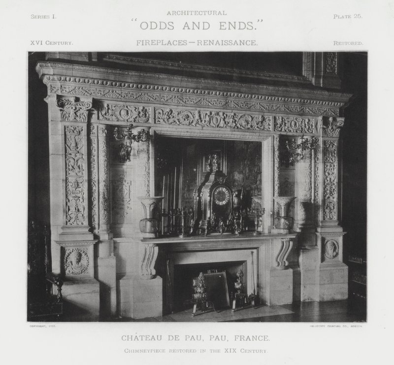 Kamin: Schloss Pau, Pau, Frankreich (s/w Foto) von American Photographer (after)