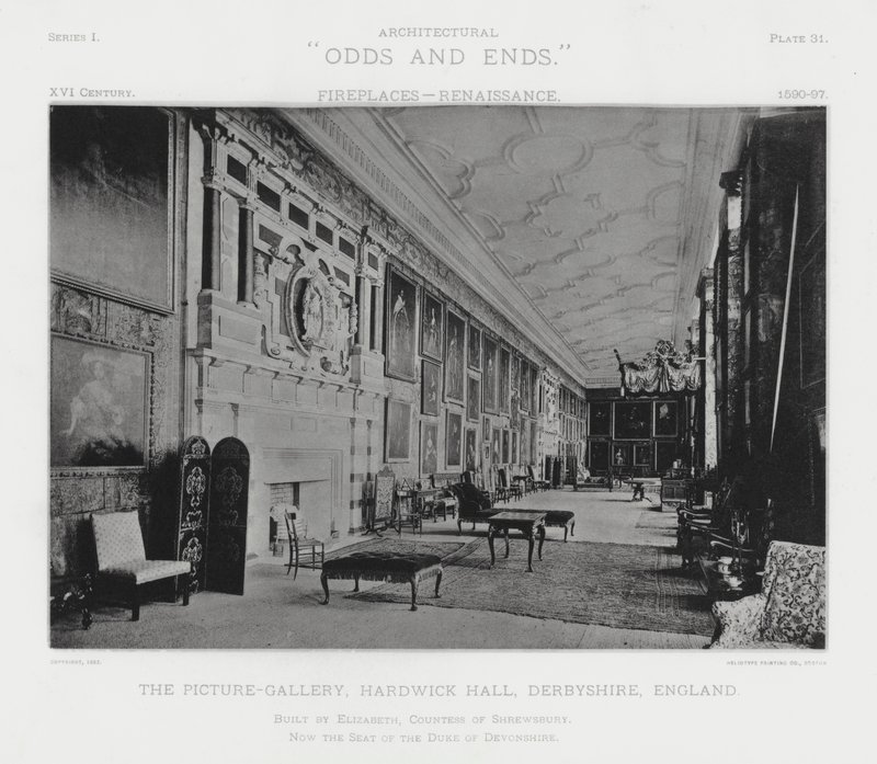 Kamin: Die Bildergalerie, Hardwick Hall, Derbyshire, England von American Photographer (after)