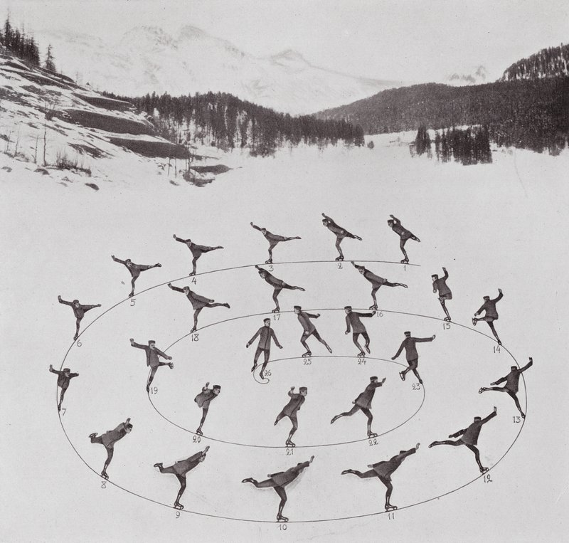Schlittschuhlaufen mit Bror Meyer: Außen-Forwärtsspirale (s/w Foto) von American Photographer