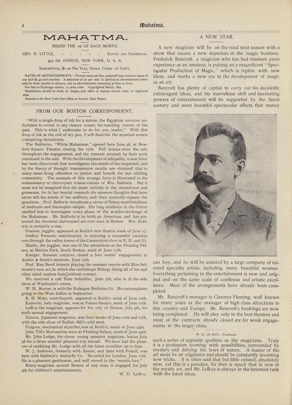 Ein neuer Stern, Frederick Bancroft von American School