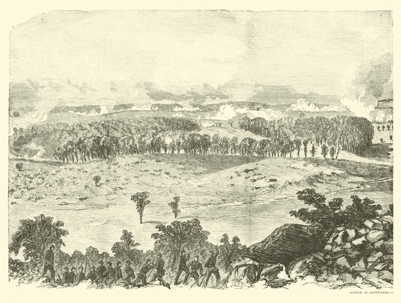 Schlacht von Gettysburg, Gipfel von Little Round Top, 2. Juli, Juli 1863 von American School