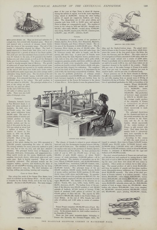 Brasilianische Seidenraupenausstellung in der Maschinenhalle, Centennial Exposition, Philadelphia, Pennsylvania, USA von American School