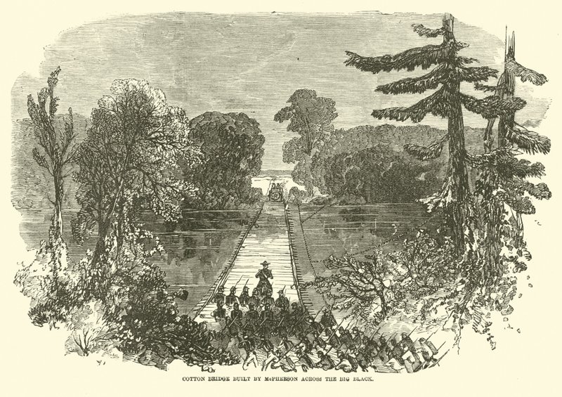 Baumwollbrücke gebaut von McPherson über den Big Black, Mai 1863 von American School