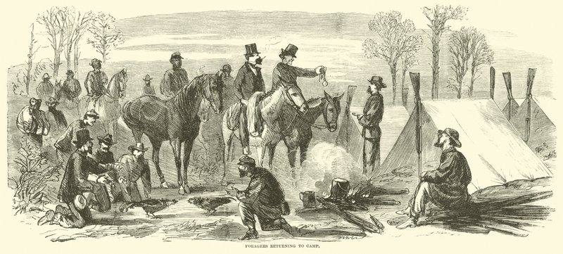 Sammler kehren ins Lager zurück, März 1865 von American School