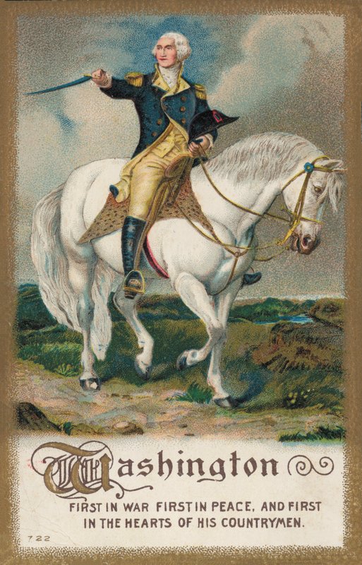 George Washington auf einem weißen Pferd von American School