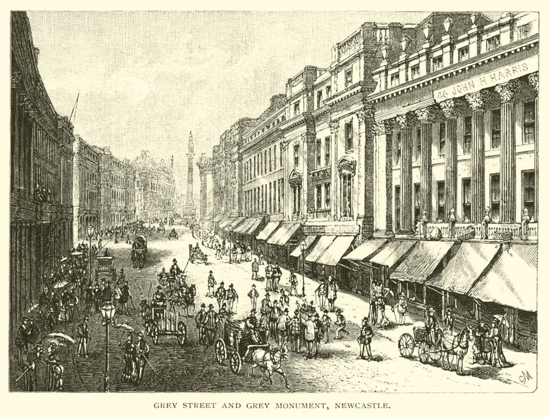 Grey Street und Grey Monument, Newcastle von American School