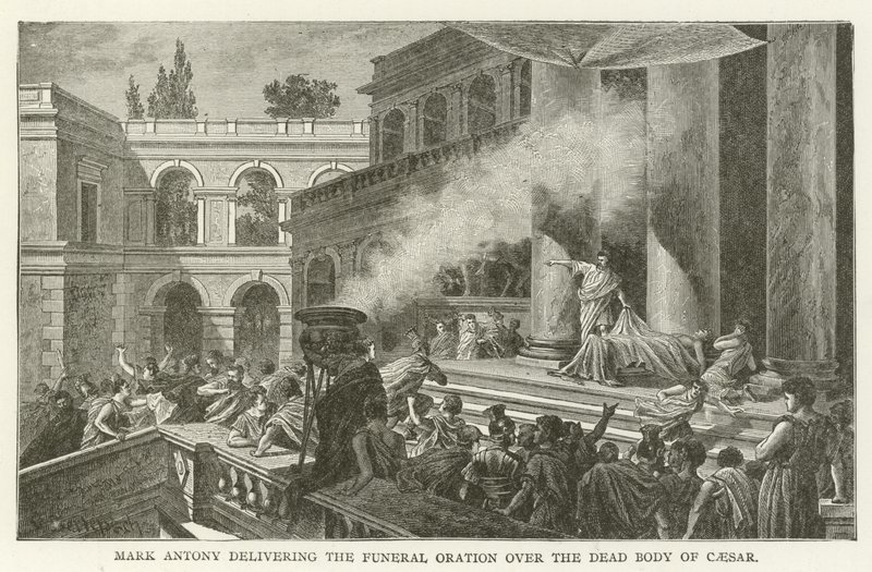 Mark Anton hält die Grabrede über den toten Körper von Caesar von American School