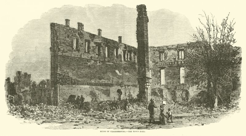 Ruinen von Chambersburg, das Rathaus, September 1864 von American School