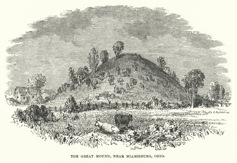 Der Große Hügel, in der Nähe von Miamisburg, Ohio (Gravur) von American School