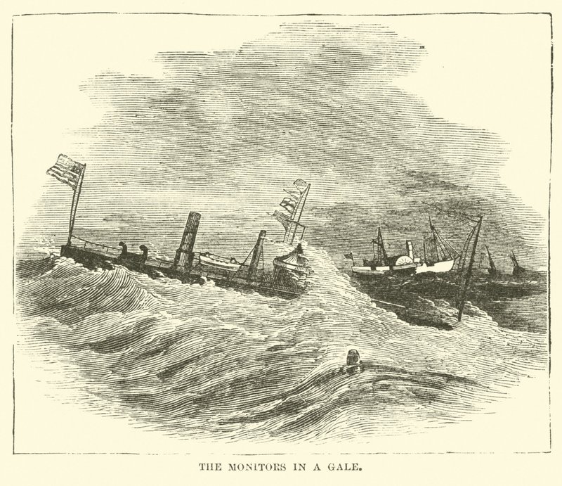 Die Monitore in einem Sturm, Dezember 1864 von American School