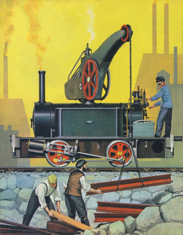 Die Kranmaschine, gebaut in Glasgow 1868, eine der ersten ihrer Art von Angus McBride