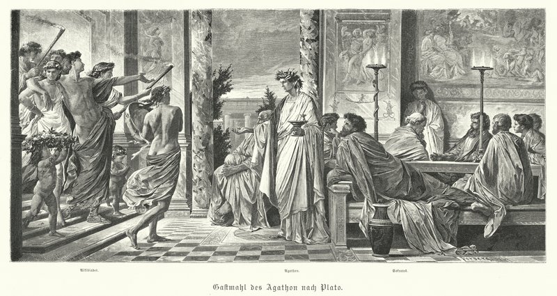 Bankett von Agathon und Platon, Antikes Griechenland von Anselm Feuerbach