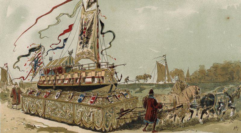 Barke auf dem Brügge-Gent-Kanal, Spanische Niederlande, 16. Jahrhundert von Armand Jean Heins