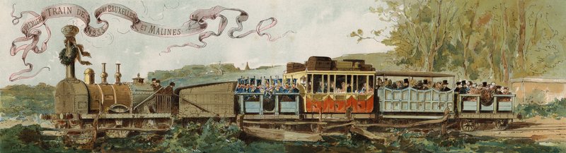 Erster Zug von Brüssel nach Mechelen, Belgien, 1835 von Armand Jean Heins