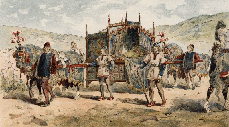 Sänfte einer Burgherrin, Zeit der Herzöge von Burgund, 15. Jahrhundert von Armand Jean Heins