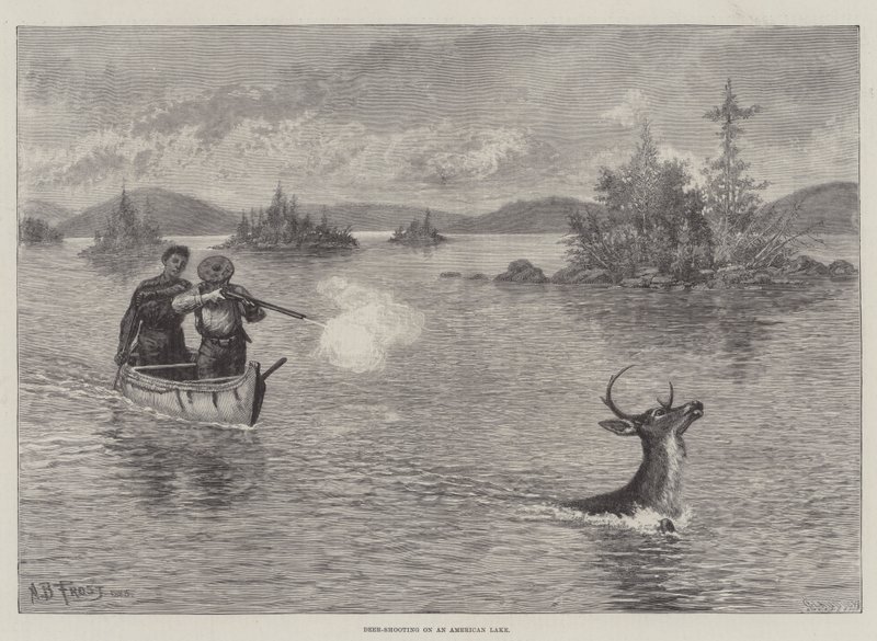 Hirschjagd an einem amerikanischen See von Arthur Burdett Frost
