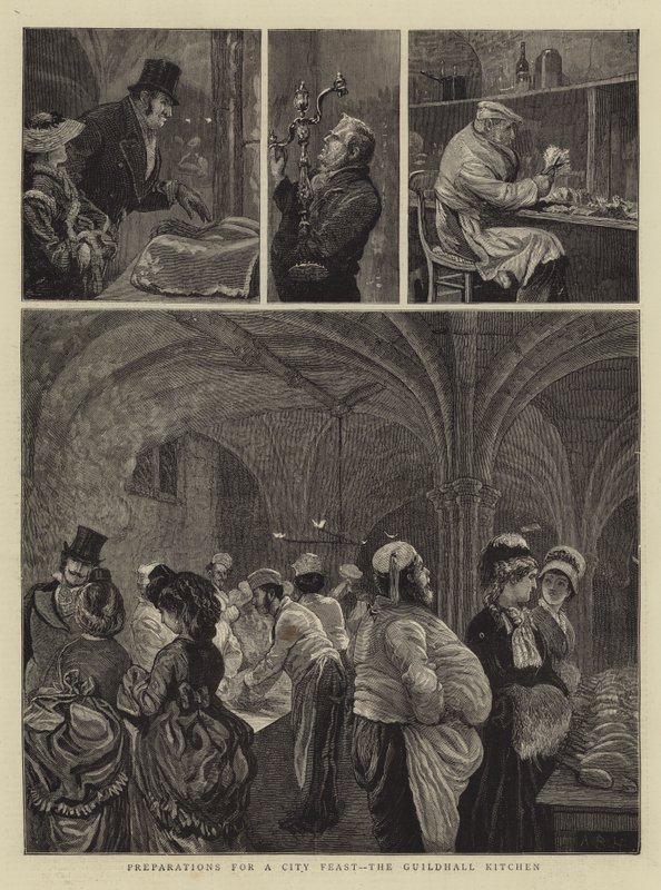 Vorbereitungen für ein Stadtfest, die Küche der Guildhall von Arthur Boyd Houghton