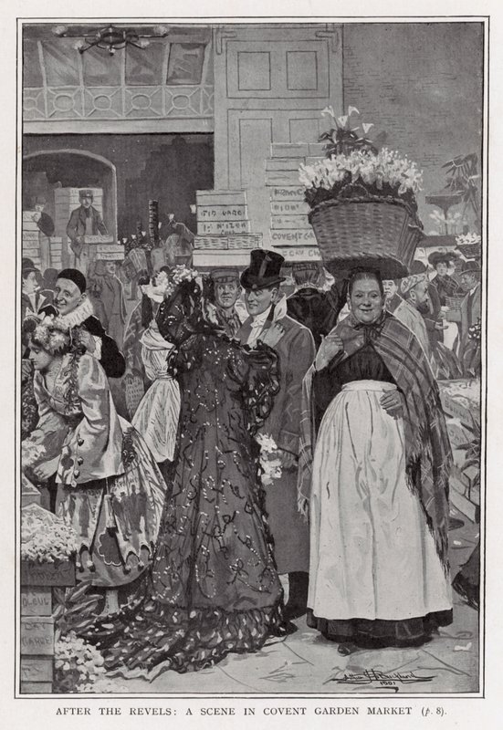 Nach den Festlichkeiten - eine Szene auf dem Covent Garden Markt von Arthur Herbert Buckland