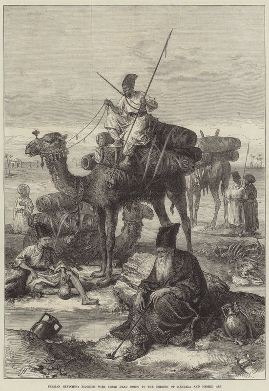 Persische Skizzen, Pilger mit ihren Toten auf dem Weg zu den Schreinen von Kerbala und Meshid Ali von Arthur Hopkins