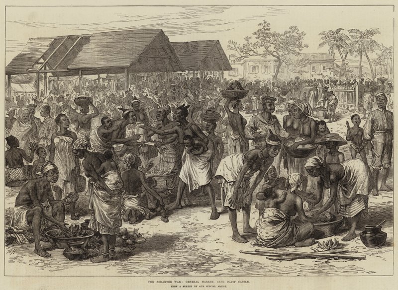 Der Ashantee-Krieg, Generalmarkt, Cape Coast Castle von Arthur Hopkins