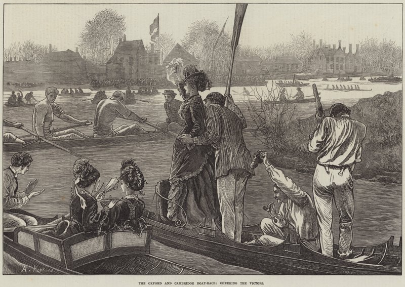 Das Oxford- und Cambridge-Bootsrennen, Jubel der Sieger von Arthur Hopkins
