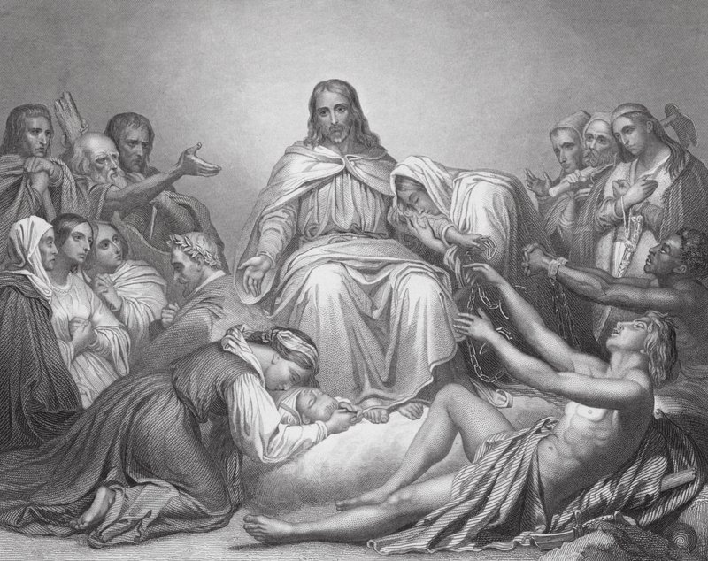 Christus der Tröster, Lukas, Kap IV, V 16, 21 (Gravur) von Ary (after) Scheffer