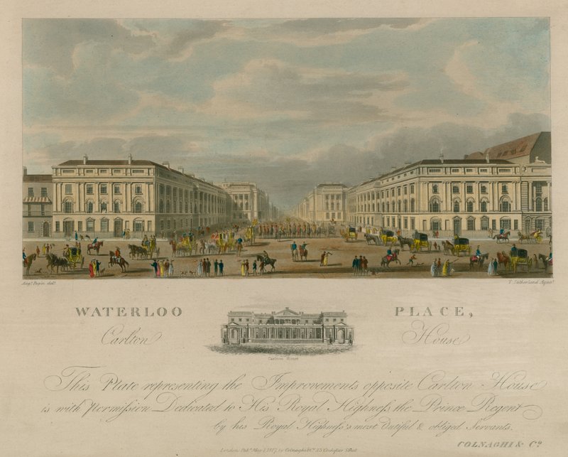 Waterloo Place, Carlton House, London von Augustus Charles Pugin