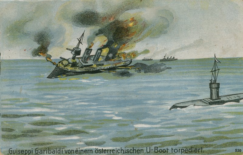 Versenkung des italienischen Kreuzers Giuseppe Garibaldi durch das österreichische U-Boot U-4, Erster Weltkrieg, 18. Juli 1915 von Austrian School