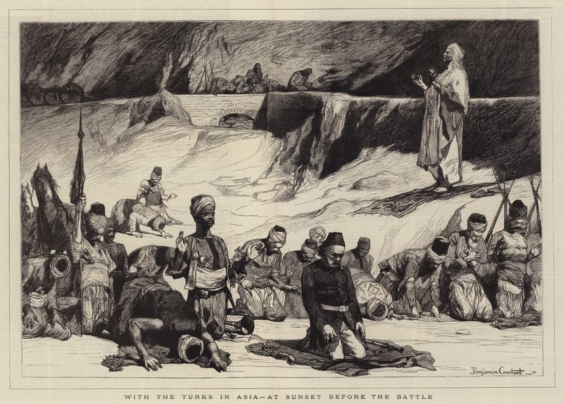 Mit den Türken in Asien, bei Sonnenuntergang vor der Schlacht von Jean Joseph Benjamin Constant