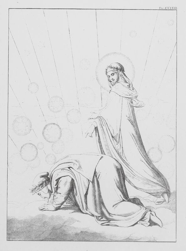 Dantes Göttliche Komödie, Paradiso (Himmel), Platte XXXVIII (Lithografie) von Bernhard Schuler