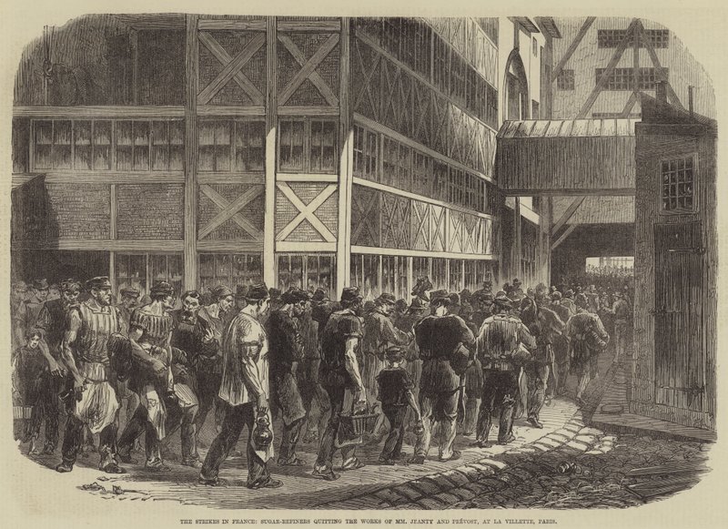 Die Streiks in Frankreich, Zuckerraffinerien verlassen die Werke von MM Jeanty und Prevost in La Villette, Paris von Burn Smeeton