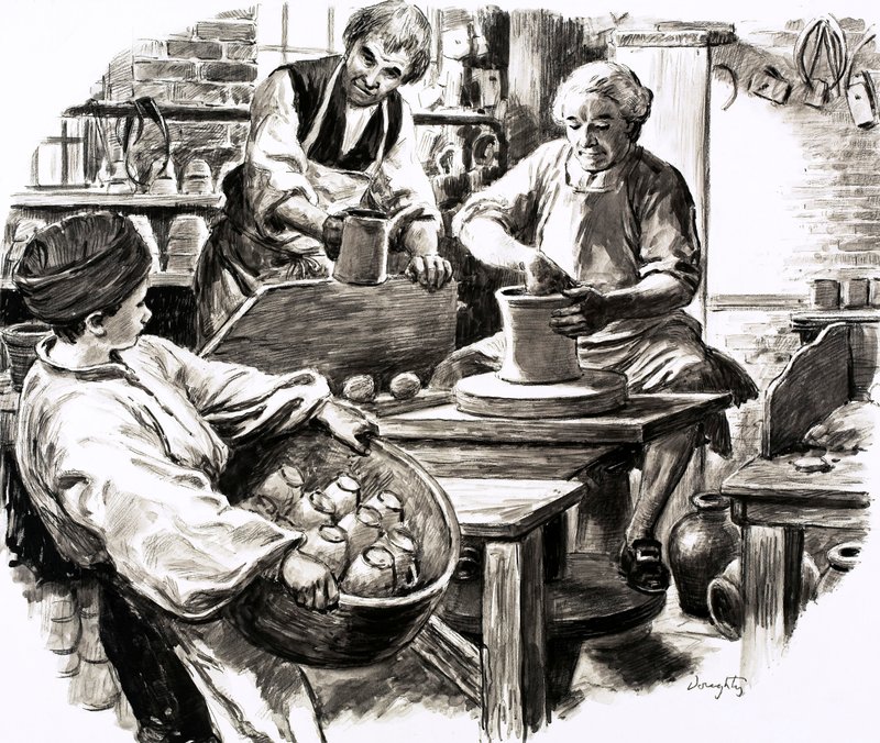 Josiah Wedgwood wurde in das Familienkeramikgeschäft eingelernt von C.L. Doughty