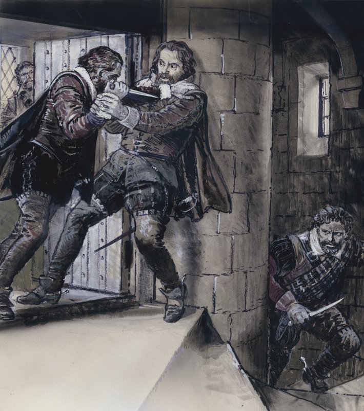 Lord Gowrie zieht einen Dolch auf König James VI. von Schottland von C.L. Doughty