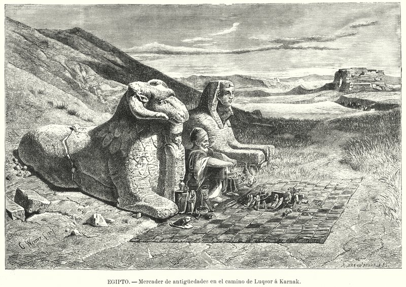 Antiquitätenverkäufer auf der Straße von Luxor nach Karnak, Ägypten von Carl Friedrich Heinrich (after) Werner