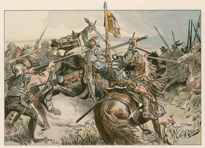 Albert Achilles in der Schlacht gegen Nürnberg, 1449 von Carl Rohling