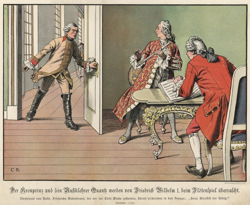 Kronprinz Friedrich von Preußen wird von seinem Vater, dem König, beim Flötenüben überrascht von Carl Röchling