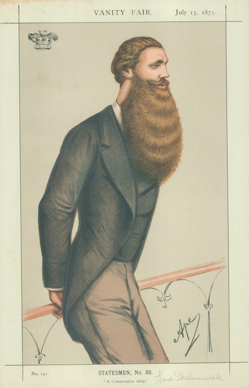 Lord Skelmersdale, ein konservativer Peitschenführer, 15. Juli 1871, Vanity Fair Karikatur von Carlo Pellegrini