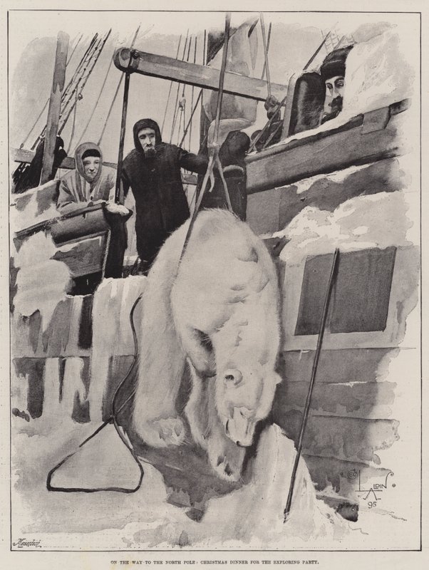 Auf dem Weg zum Nordpol, Weihnachtsessen für die Expeditionsteilnehmer von Cecil Charles Windsor Aldin