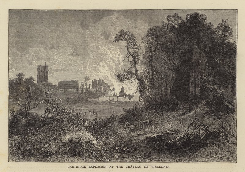 Patronenexplosion im Schloss Vincennes von Charles Auguste Loye