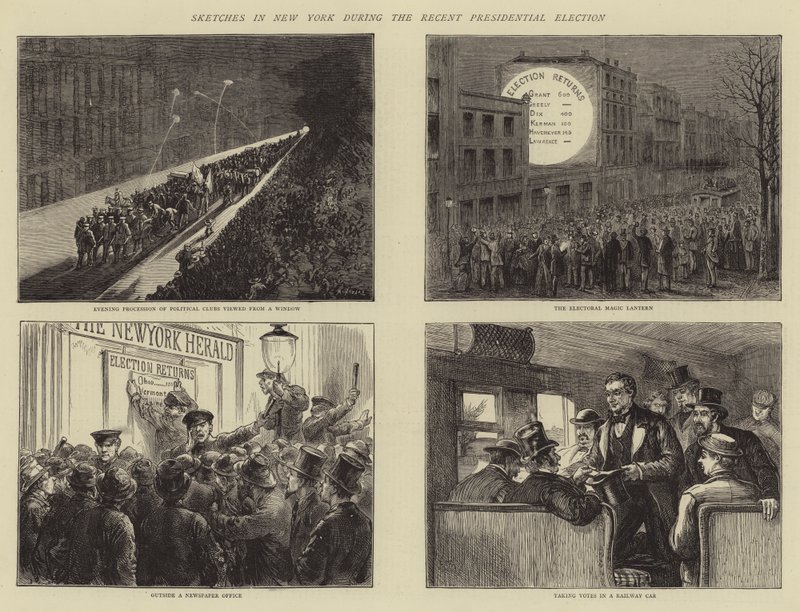 Skizzen in New York während der letzten Präsidentschaftswahl von Charles Auguste Loye