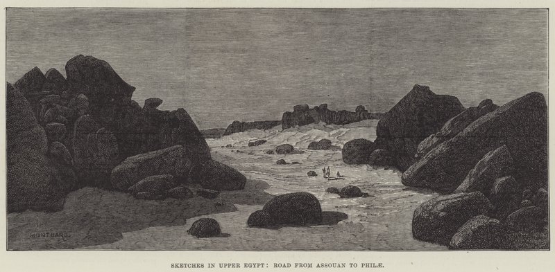 Skizzen in Oberägypten, Straße von Assuan nach Philae von Charles Auguste Loye