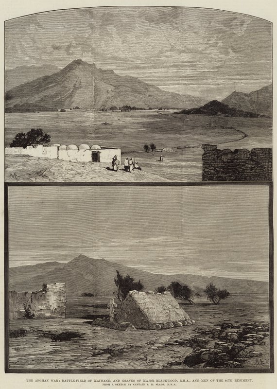 Der Afghanische Krieg, Schlachtfeld von Maiwand und Gräber von Major Blackwood, RHA, und Männern des 66. Regiments von Charles Auguste Loye