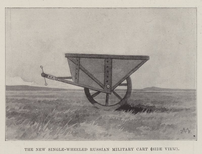 Der neue einrädrige russische Militärwagen, Seitenansicht von Charles Auguste Loye
