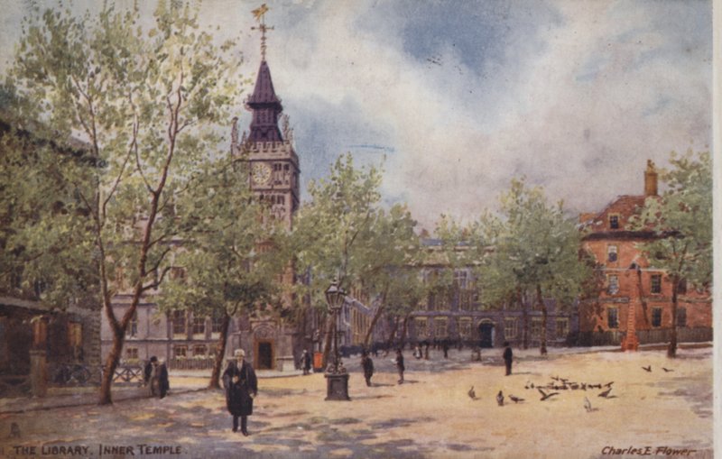 Die Bibliothek, Inner Temple von Charles Edwin Flower